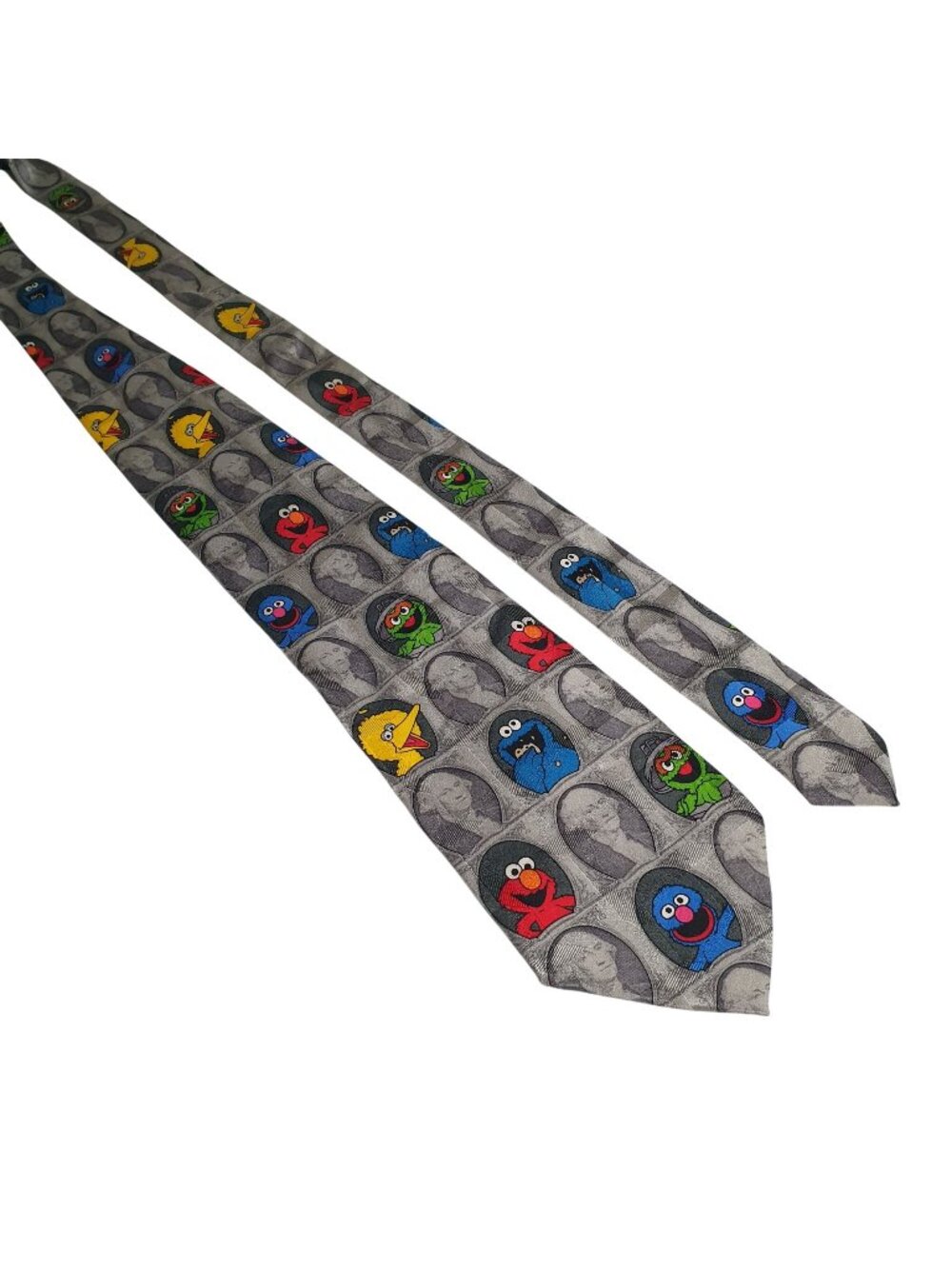 Sesame Street Character Tie All Silk Money Grover Elmo Big Bird Cookie Monster